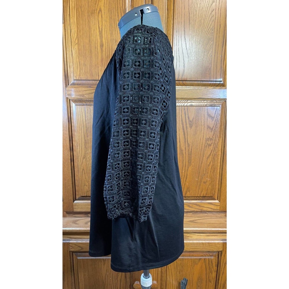 Talbots Off The Shoulder Plus Sz 1X Top Black 3/4 Cut-Out Sleeve Womens - Picture 4 of 8